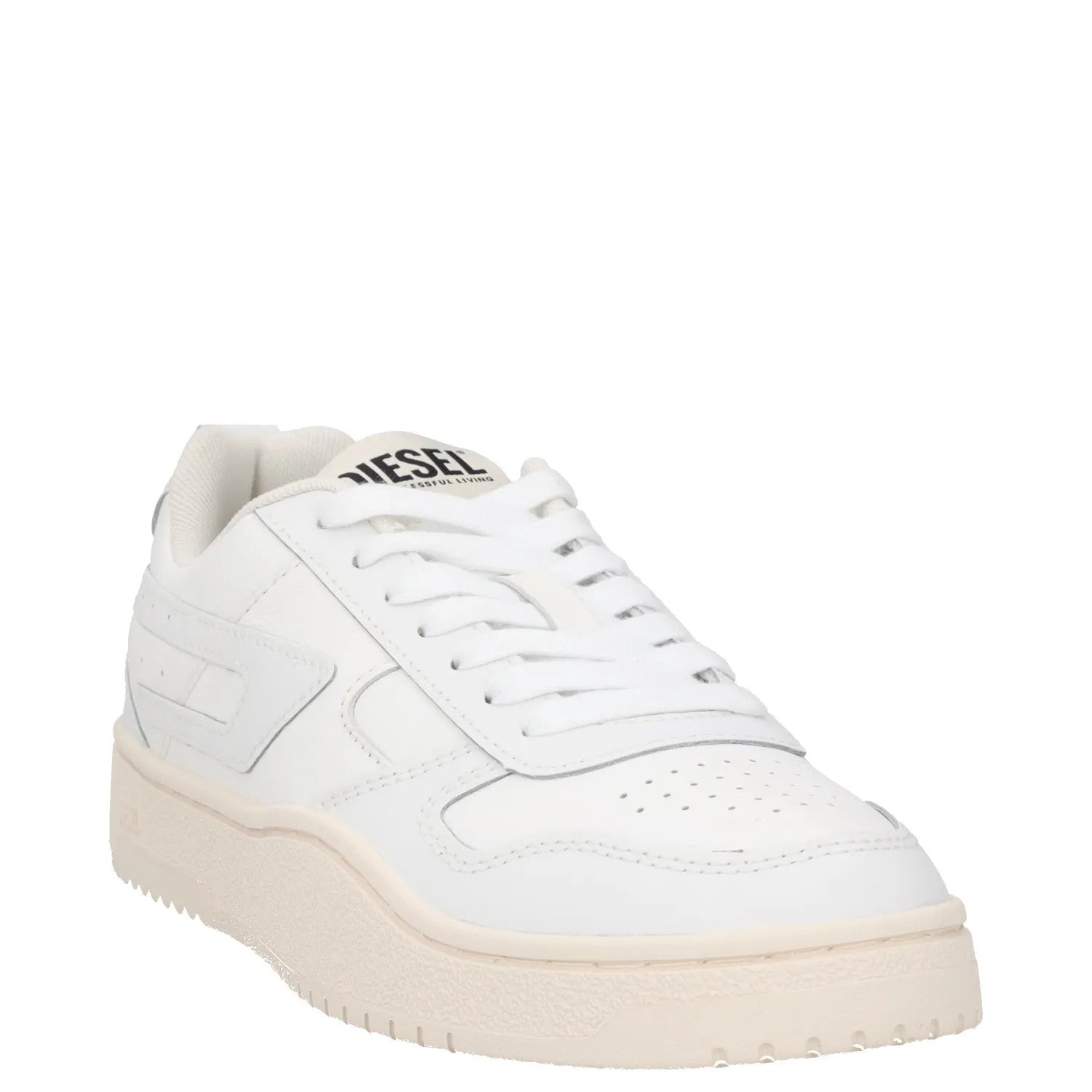 DIESEL Womens Trainer White Leather Low Top Lace Up Beige Sole UK 7.5 RRP 145 — View 2