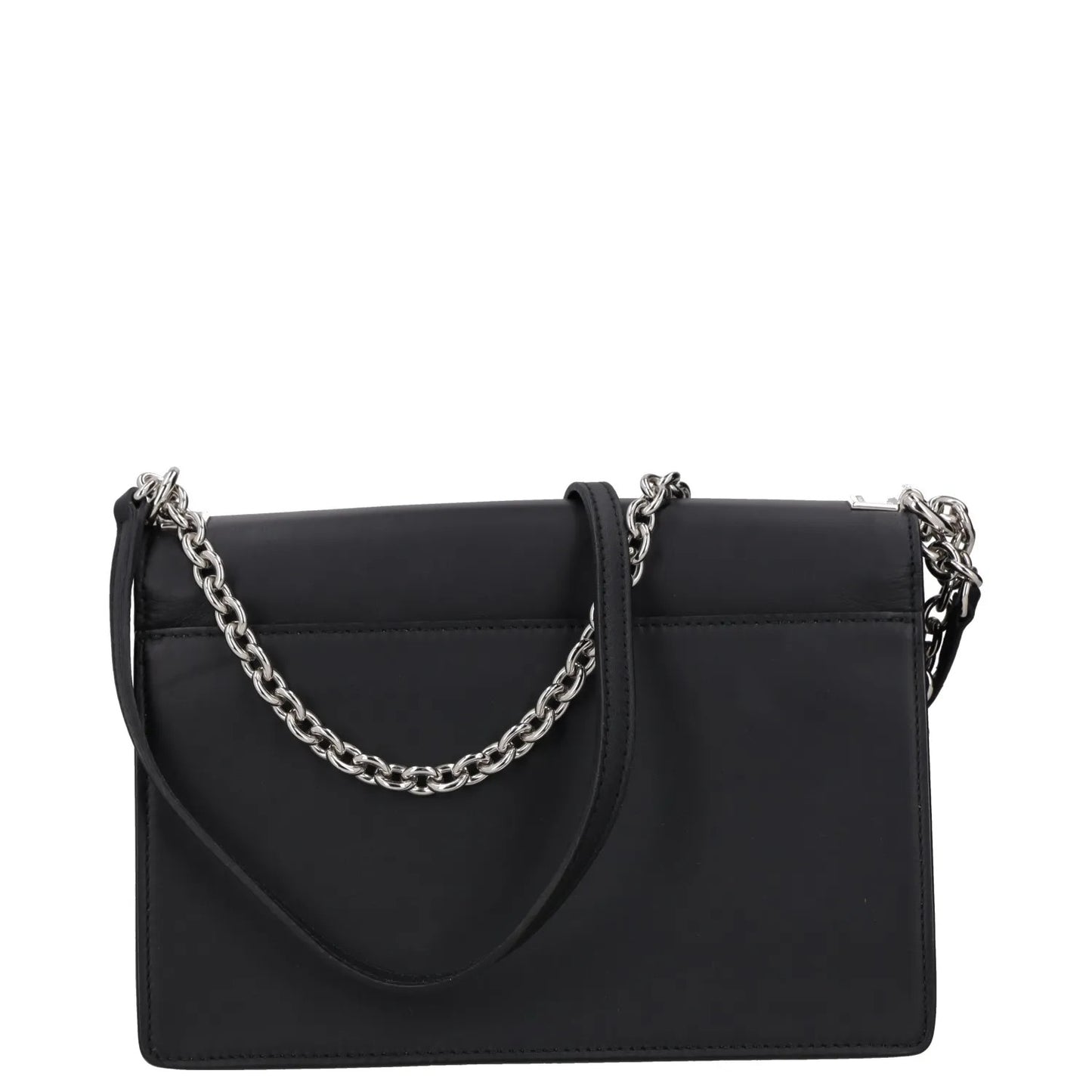 FURLA Womens Shoulder Handbag Black Leather Chain Strap Silver Hardware M RRP250 — View 4