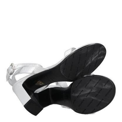 BALENCIAGA Womens Strappy Heels Silver Leather Mid Heel Silver Buckle UK6 RRP650 — View 8