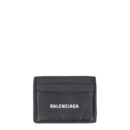BALENCIAGA Mens Slim Fold Wallet Black Leather Logo Card Holder One Size RRP 225