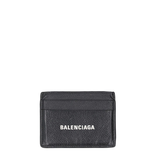 BALENCIAGA Mens Slim Fold Wallet Black Leather Logo Card Holder One Size RRP 225