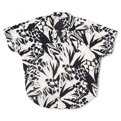SAINT LAURENT Mens Button-Up Shirt Viscose Black White Short Sleeve 39 RRP 545