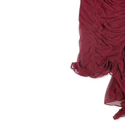 MUGLER Women Skirt Midi with Slit Asymmetric Red Ruched Knit Size 36 RRP 425 — View 3