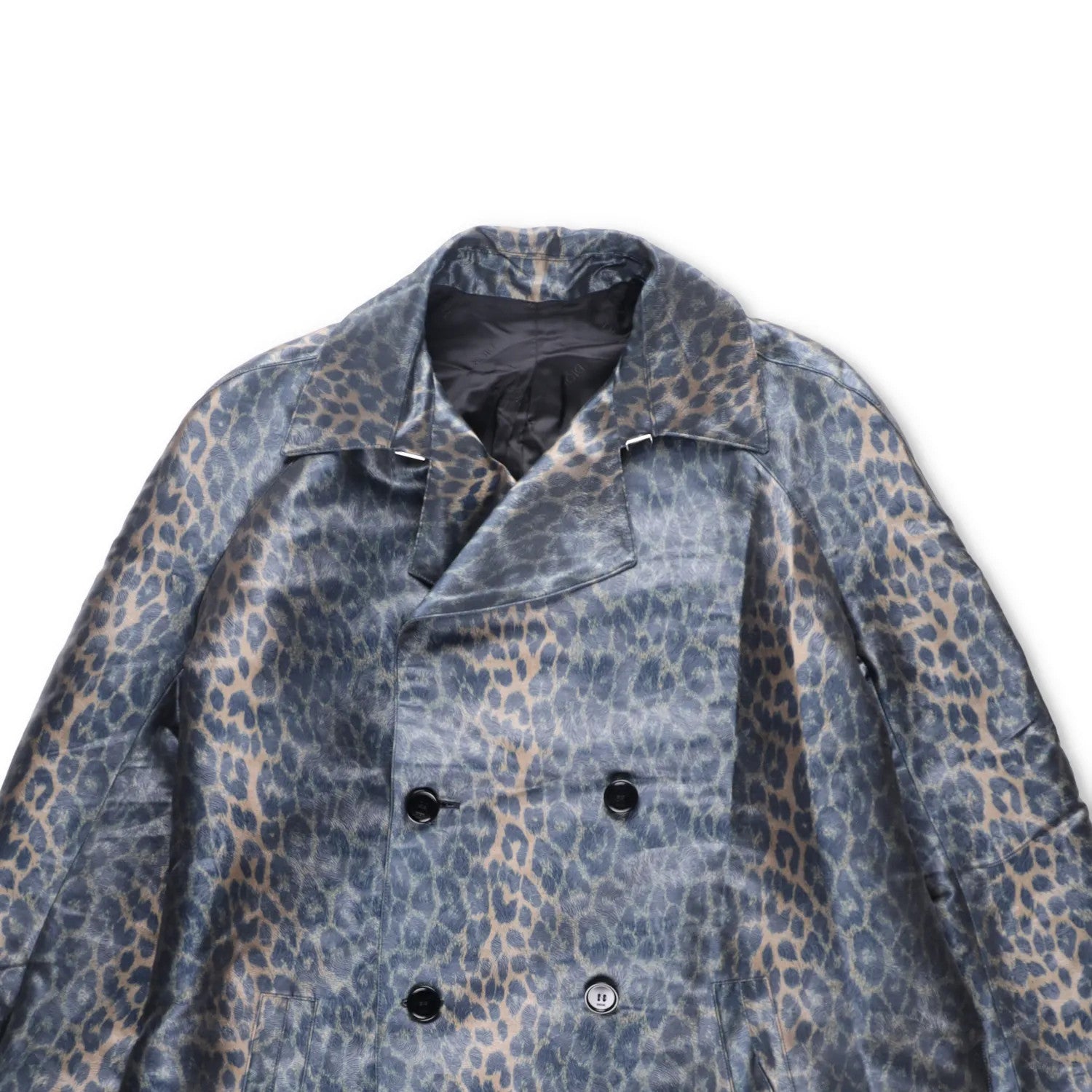 DIOR HOMME Mens Jacket Trench Overcoat Belted Leopard Print Grey Size 44 RRP1850 — View 2