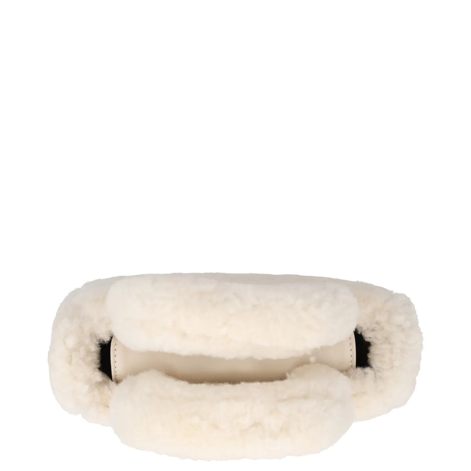 AMINA MUADDI Womens Handbag White Plush Shearling Top Handle S RRP 650 — View 7