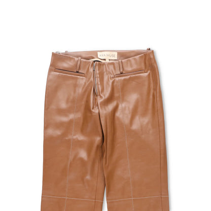 AYA MUSE Womens Cida Pants Straight Leg Low Waist Camel Wide Trousers L RRP 810 — View 2