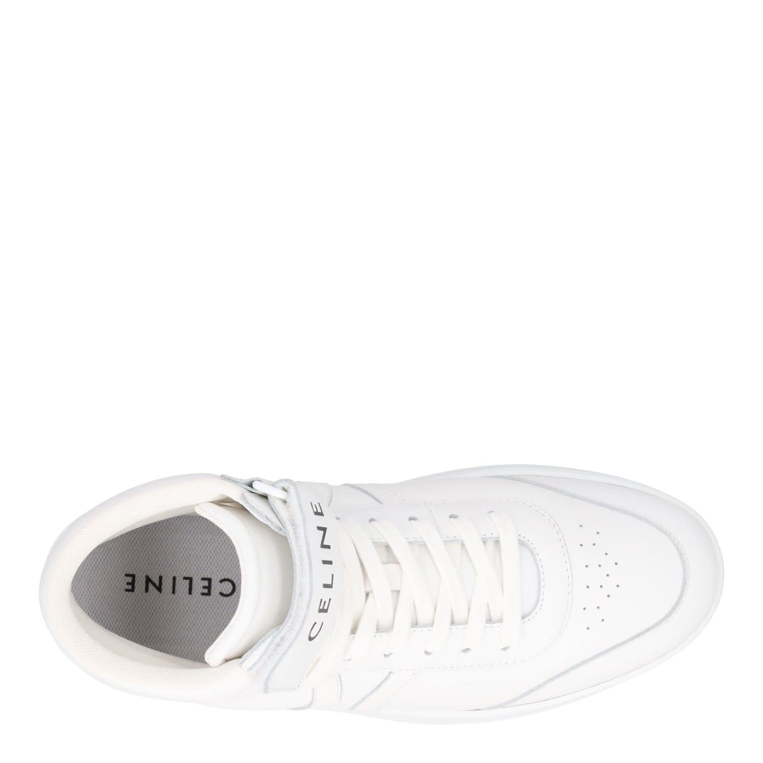 CELINE Womens Mid Lace-Up Sneakers Scratch Leather High Tops White UK 7 RRP 740 — View 7