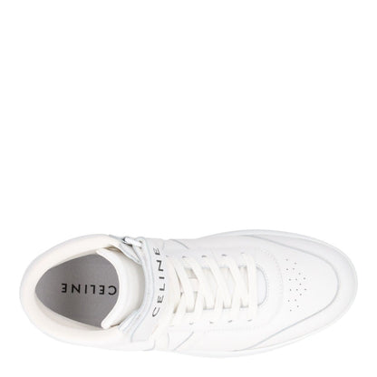 CELINE Womens Mid Lace-Up Sneakers Scratch Leather High Tops White UK 7 RRP 740 — View 7