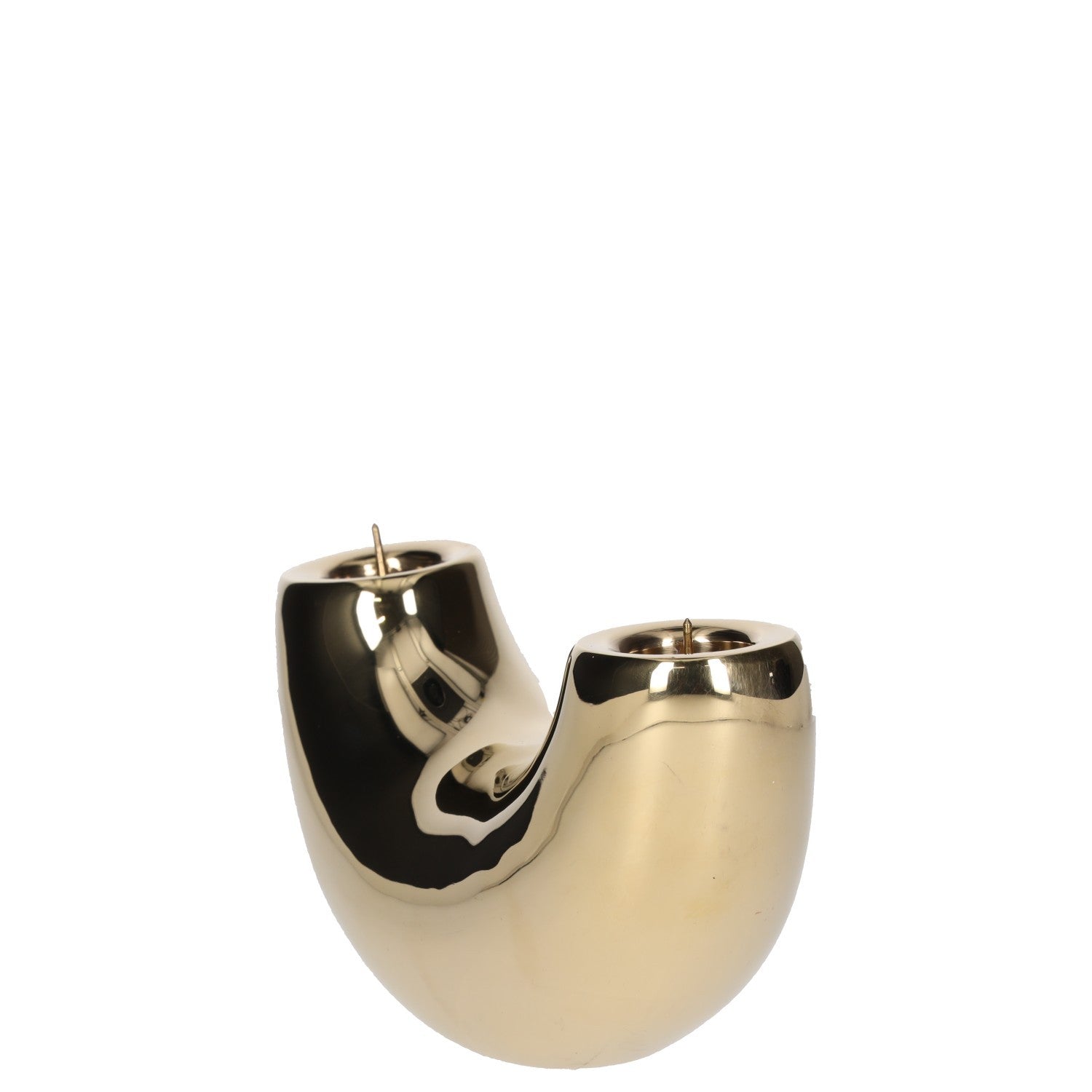 DINOSAUR DESIGNS Brass Horn Candlestick Metallic Glossy Finish Home Decor RRP32 — View 3