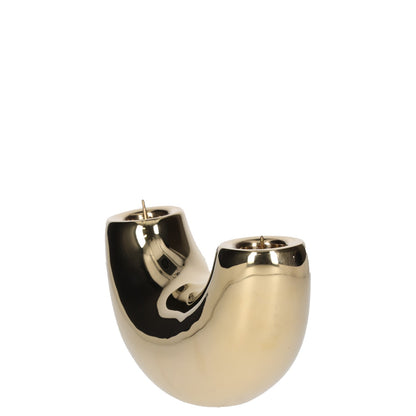 DINOSAUR DESIGNS Brass Horn Candlestick Metallic Glossy Finish Home Decor RRP32 — View 3