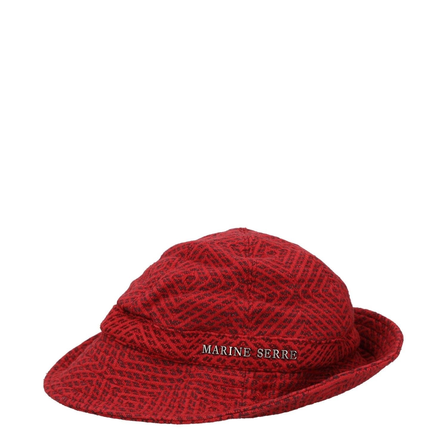 MARINE SERRE Womens Hat Red Cotton Geometric Design Logo One Size RRP 450
