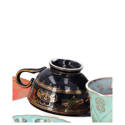 POLS POTTEN Set Of 4 Grandpa Tea Set Teacups and Saucers Multicoloured OS RRP115 — View 10