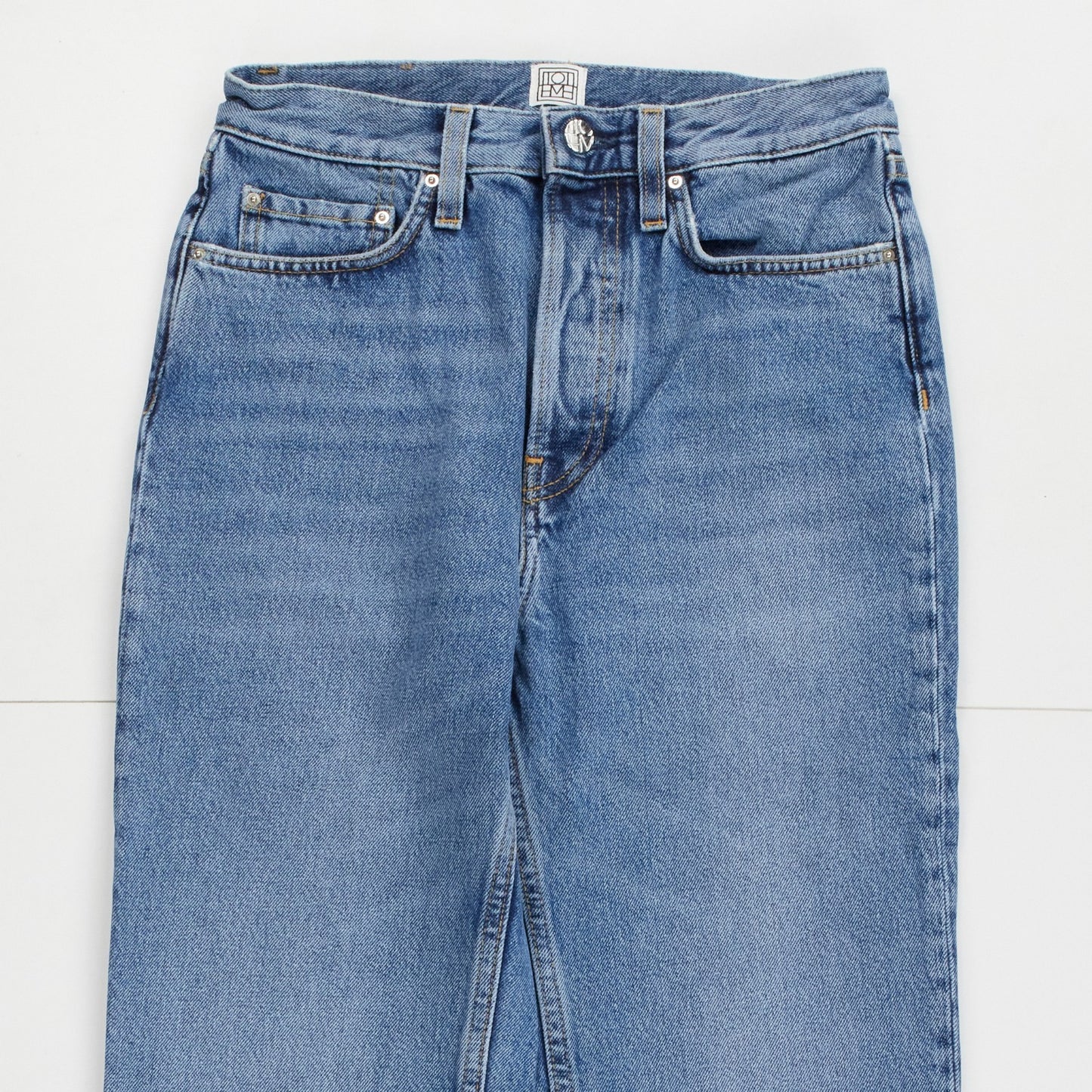 TOTEME Womens Jeans Classic Cut Straight High Waist Cropped Raw Hem W24 RRP240 — View 2