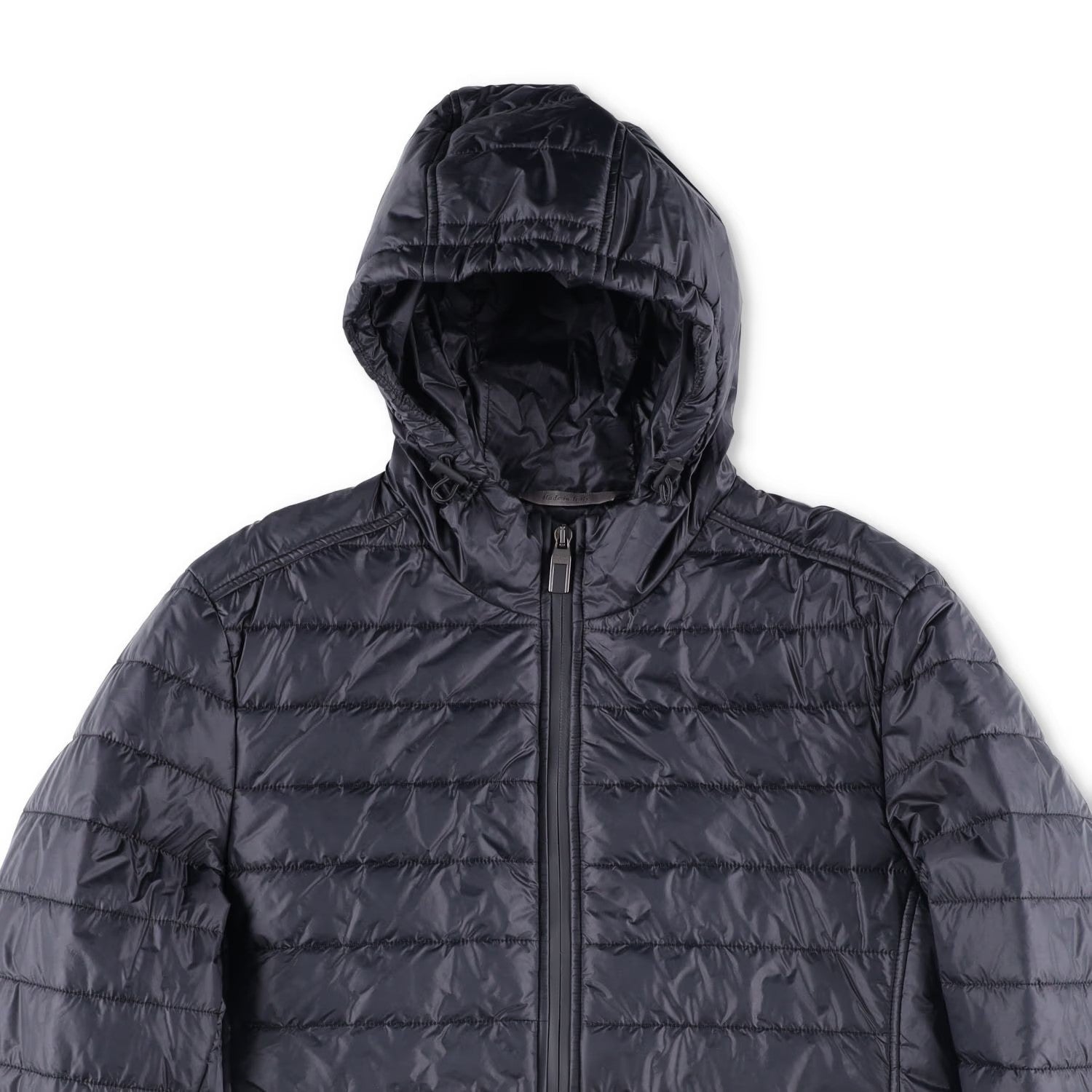 CANALI Mens Quilted Nylon Jacket Black Hooded Stand Up Collar Zip RRP 500 — View 2