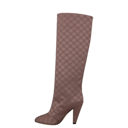 FENDI Women Boots Pink Synthetic Slip On Knee High Cone Heel Pattern UK3 RRP1700 — View 4