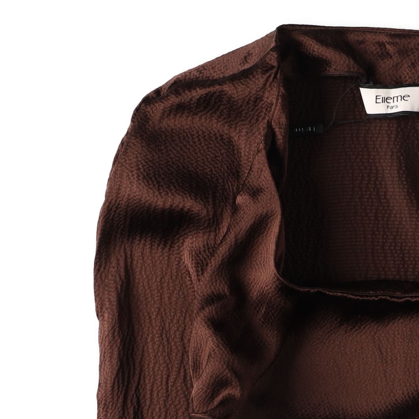 ELLEME Womens Scoop Neck Lomng Sleeve Knot Gathered Top Brown 34 RRP 385 — View 4