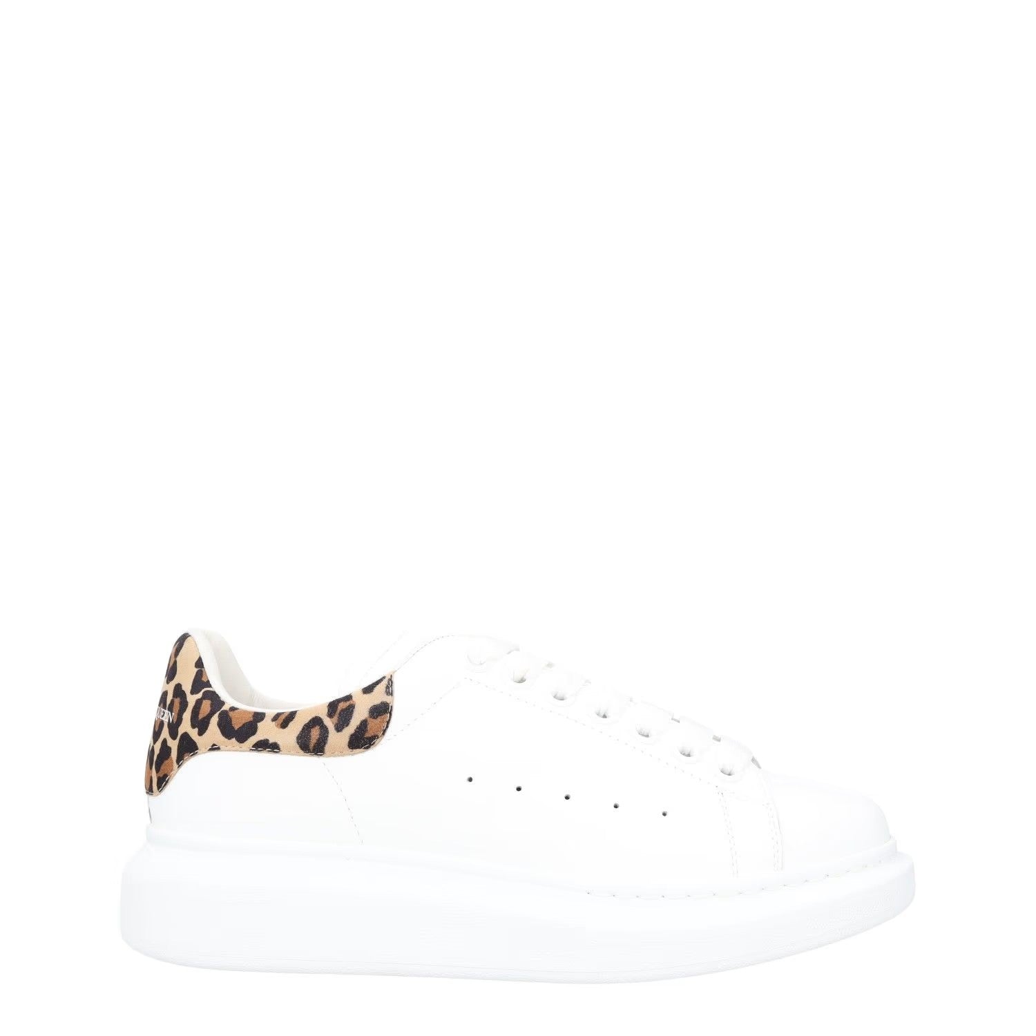 ALEXANDER MCQUEEN Womens White Leopard Print Leather Low Top Chunky UK 6 RRP 540