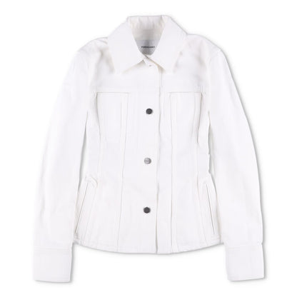 SALVATORE FERRAGAMO Womens Denim Jacket Long Sleeve Buttoned White 36 RRP 1250
