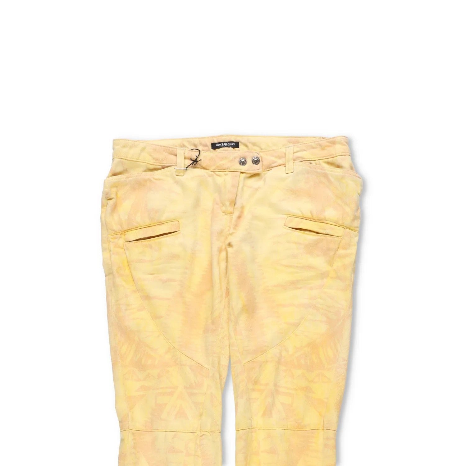 BALMAIN Womens Skinny Jeans Cotton Blend Yellow Back To Front Size 40 RRP 650 — View 2