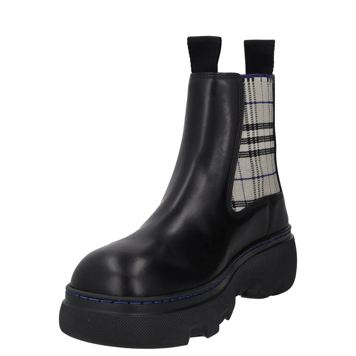 BURBERRY Womens Burb Creeper Chelsea Boot Flat Check Pattern Black UK3 RRP 828 — View 3