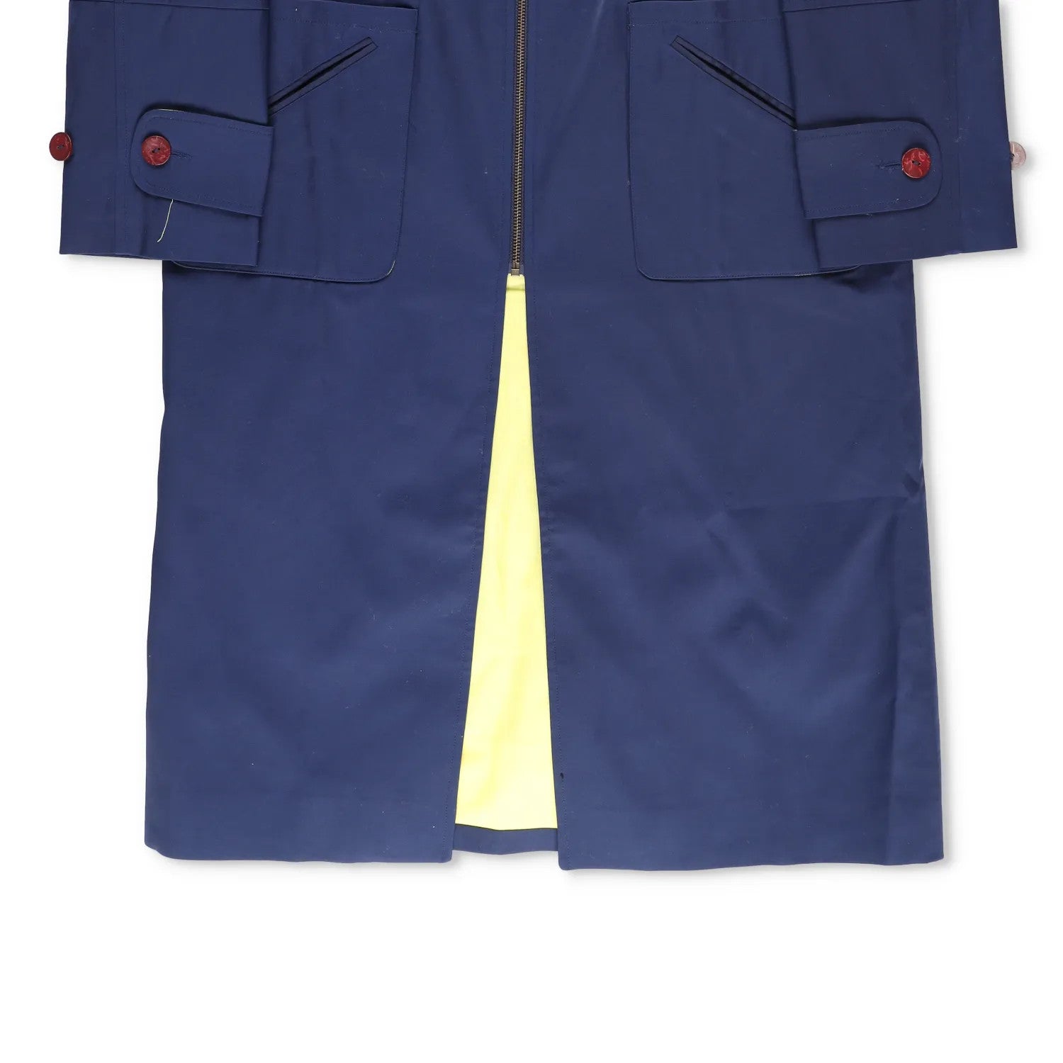 LABRUM Mens Overcoat Blue Zip Closure Button Accents Long Size S RRP 765 — View 4