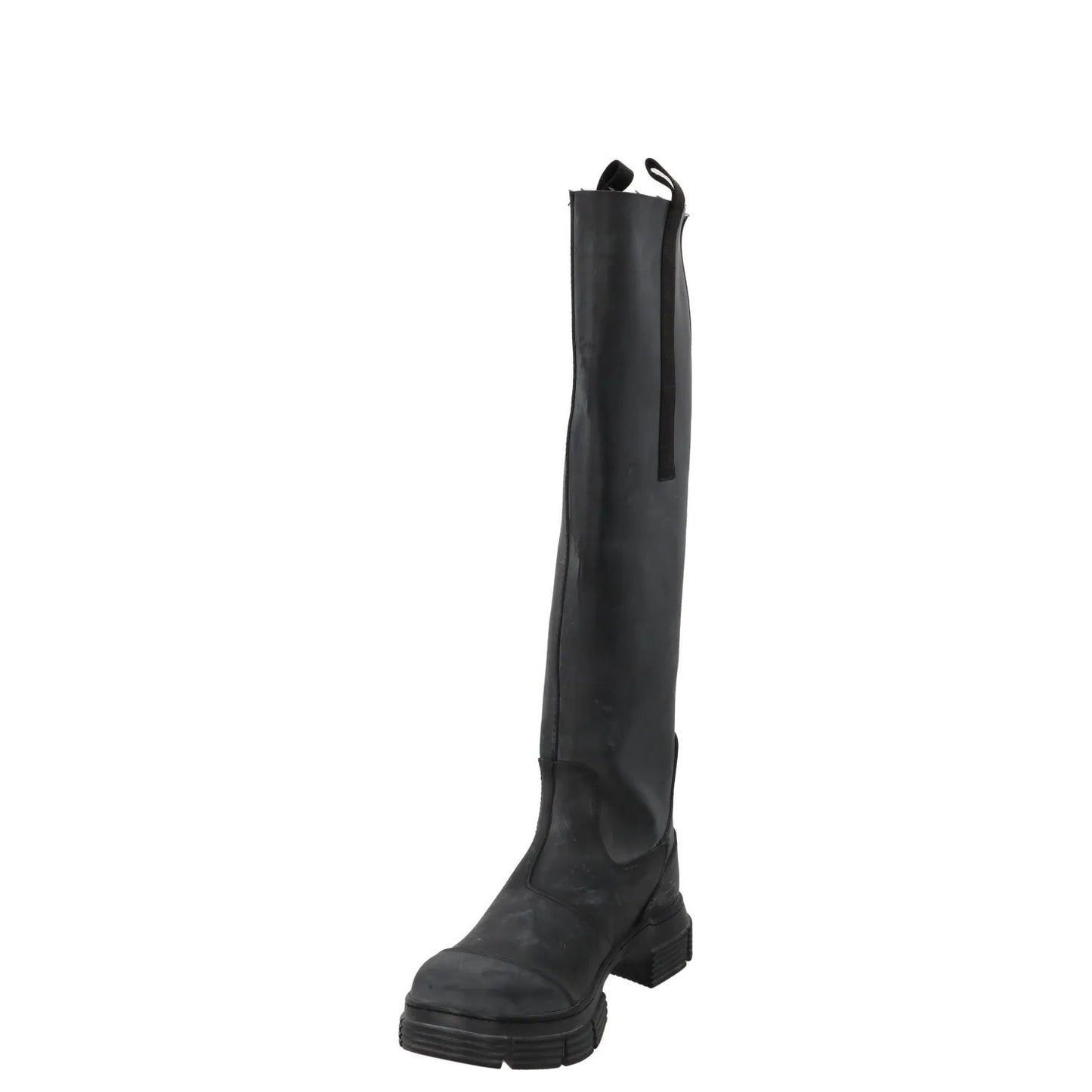 GANNI Womens Round Toe Knee High Boots Leather Rubber Toecap Black UK 5 RRP 445 — View 3
