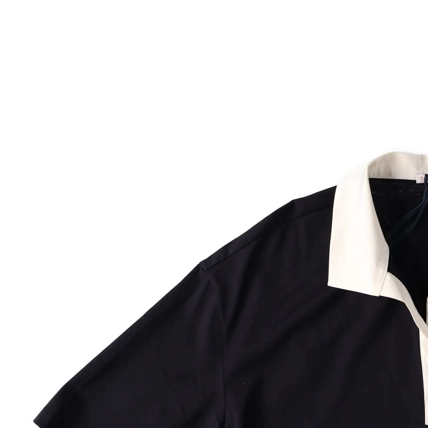 MONCLER Womens Polo W Logo Badge On Short Sleeve Collared Black White L RRP 330 — View 4