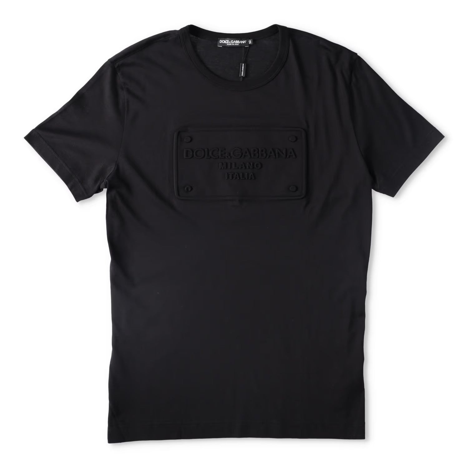 DOLCE & GABBANA Mens T-Shirt Fu7Eq+Embossing Nero Black Short Sleeve 52 RRP 475