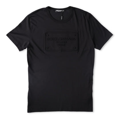 DOLCE & GABBANA Mens T-Shirt Fu7Eq+Embossing Nero Black Short Sleeve 52 RRP 475