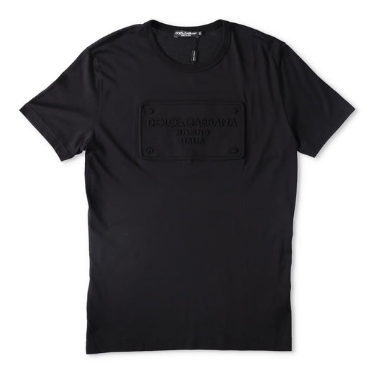 DOLCE & GABBANA Mens T-Shirt Fu7Eq+Embossing Nero Black Short Sleeve 52 RRP 475