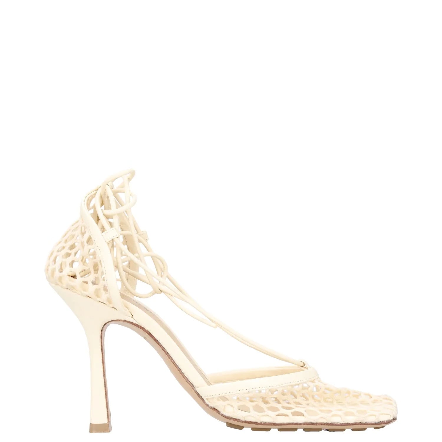 BOTTEGA VENETA Womens Court Heels Beige Synthetic Lace Open Toe UK 4 RRP 770