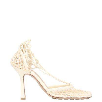 BOTTEGA VENETA Womens Court Heels Beige Synthetic Lace Open Toe UK 4 RRP 770