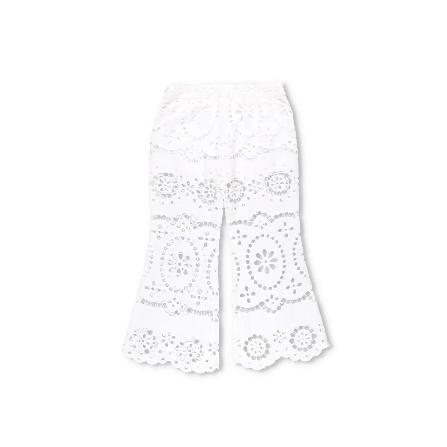 ZIMMERMANN Women Lexi Embroidered Wide Leg Trousers Ivory White Cotton 2 RRP 650 — View 6
