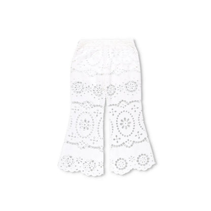 ZIMMERMANN Women Lexi Embroidered Wide Leg Trousers Ivory White Cotton 2 RRP 650 — View 6