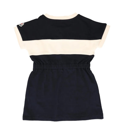 MONCLER KIDS Girls Dress Navy Mini Blue Cotton Short Sleeve Crew 4 Years RRP 248 — View 5