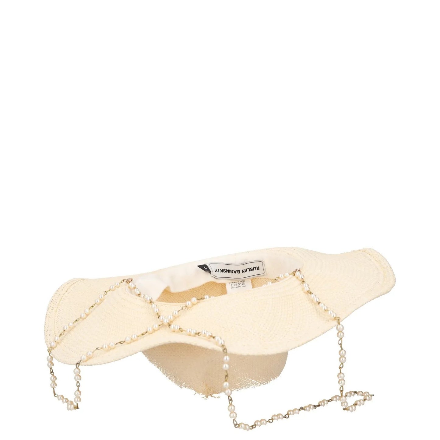 RUSLAN BAGINSKIY Womens Double Chain Strap Fedora Hat White Size M RRP 300 — View 9