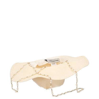 RUSLAN BAGINSKIY Womens Double Chain Strap Fedora Hat White Size M RRP 300 — View 9