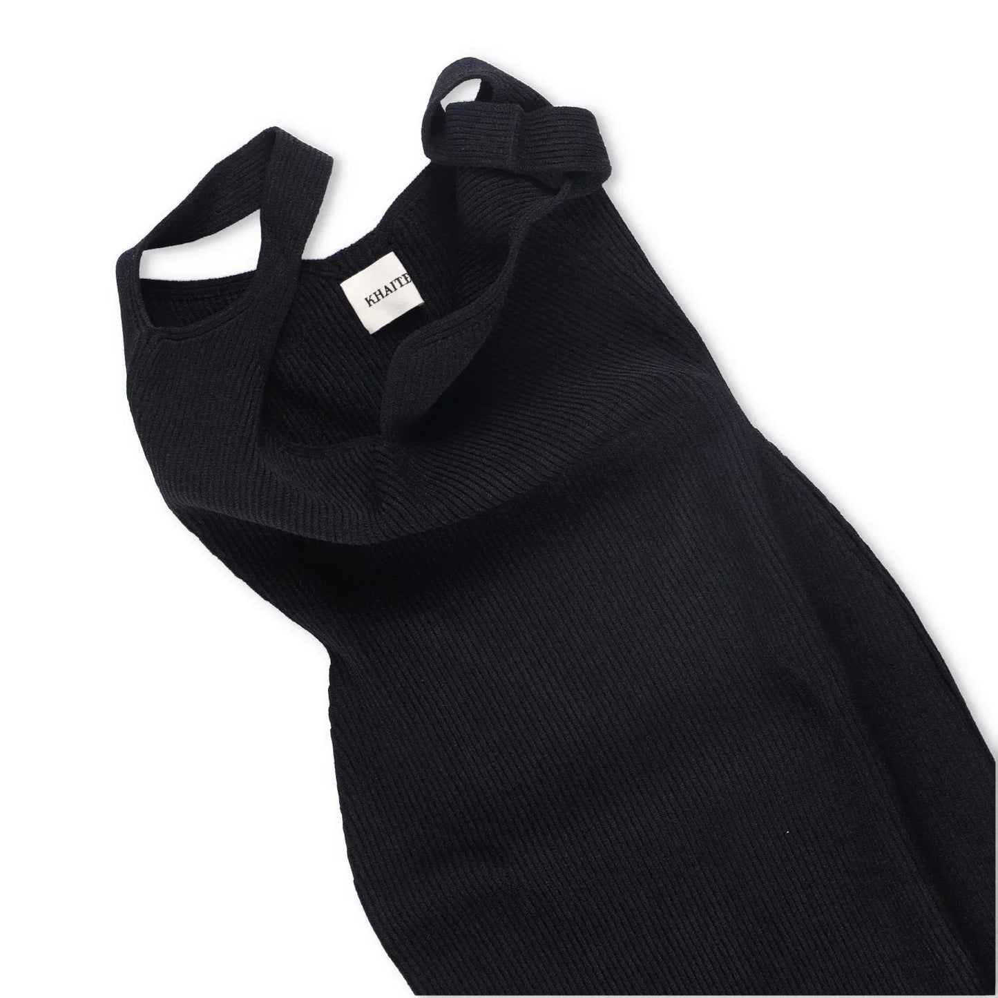 KHAITE Womens Nina Strappy Sweethear Neck Rib Knit Midi Dress Black XL RRP 1050 — View 7
