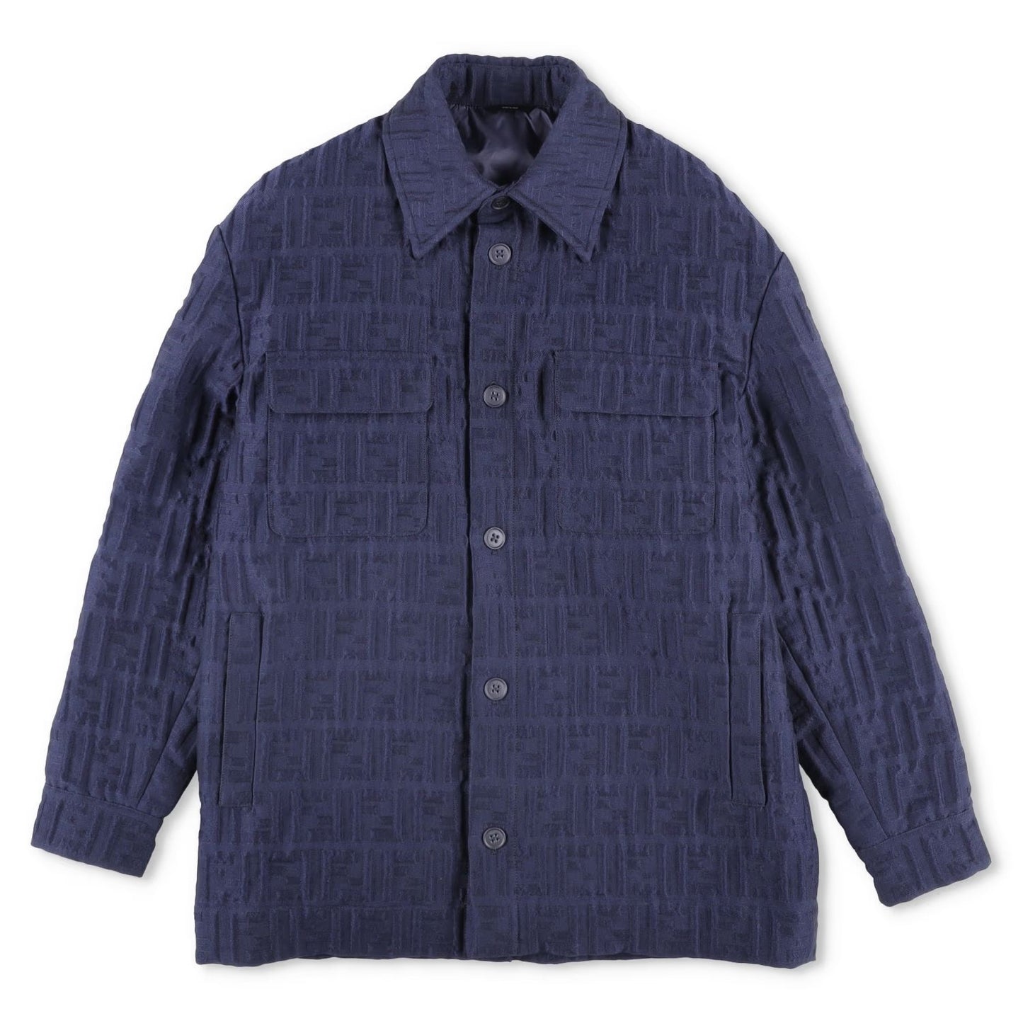 FENDI Mens Blouson Embossed Jacket Shirt Jacket Blue Knit Size 48 RRP 2150 — View 2