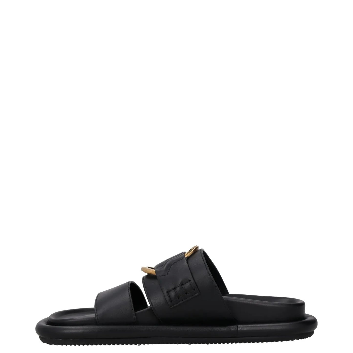 MONCLER Womens Bell Sandals Flat Sliders Black Leather Open Toe UK 3 RRP 515 — View 4