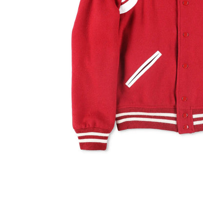 SAINT LAURENT Womens Varsity Jacket Red White Wool Snap Closure Size 48 RRP 2000 — View 3