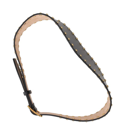 ALEXANDER MCQUEEN Womens Waist Belt Black Leather Gold Studded Size 75 RRP 300 — View 7