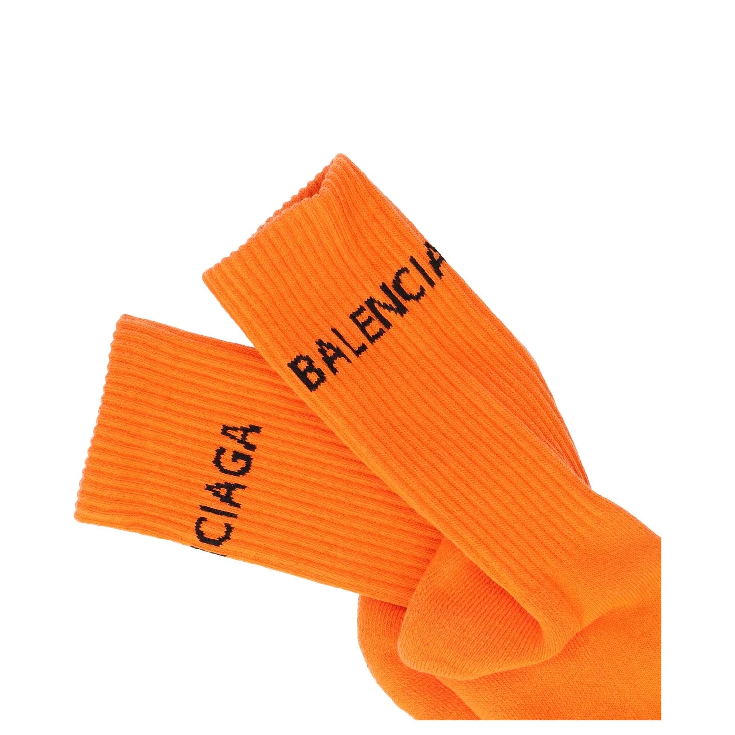 Balenciaga Mens Socks Orange Cotton Crew Mid Calf Ankle Logo Size M RRP 95 — View 4