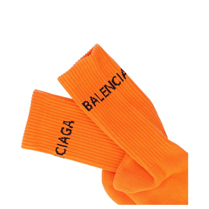 Balenciaga Mens Socks Orange Cotton Crew Mid Calf Ankle Logo Size M RRP 95 — View 4