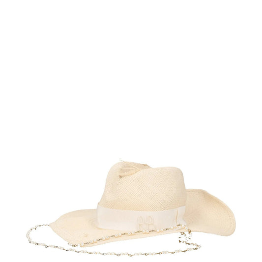 RUSLAN BAGINSKIY Womens Double Chain Strap Fedora Hat White Size M RRP 300 — View 2