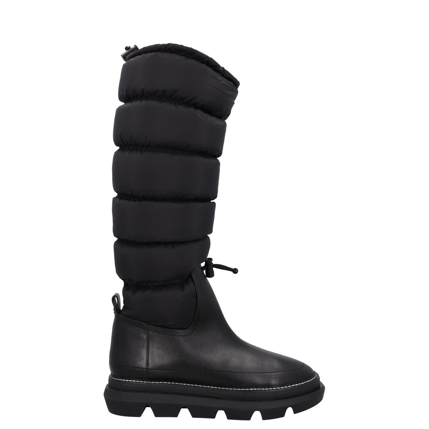 TORY BURCH Womens Knee High Snow Boots Black Leather Drawstring UK 2.5 RRP 350