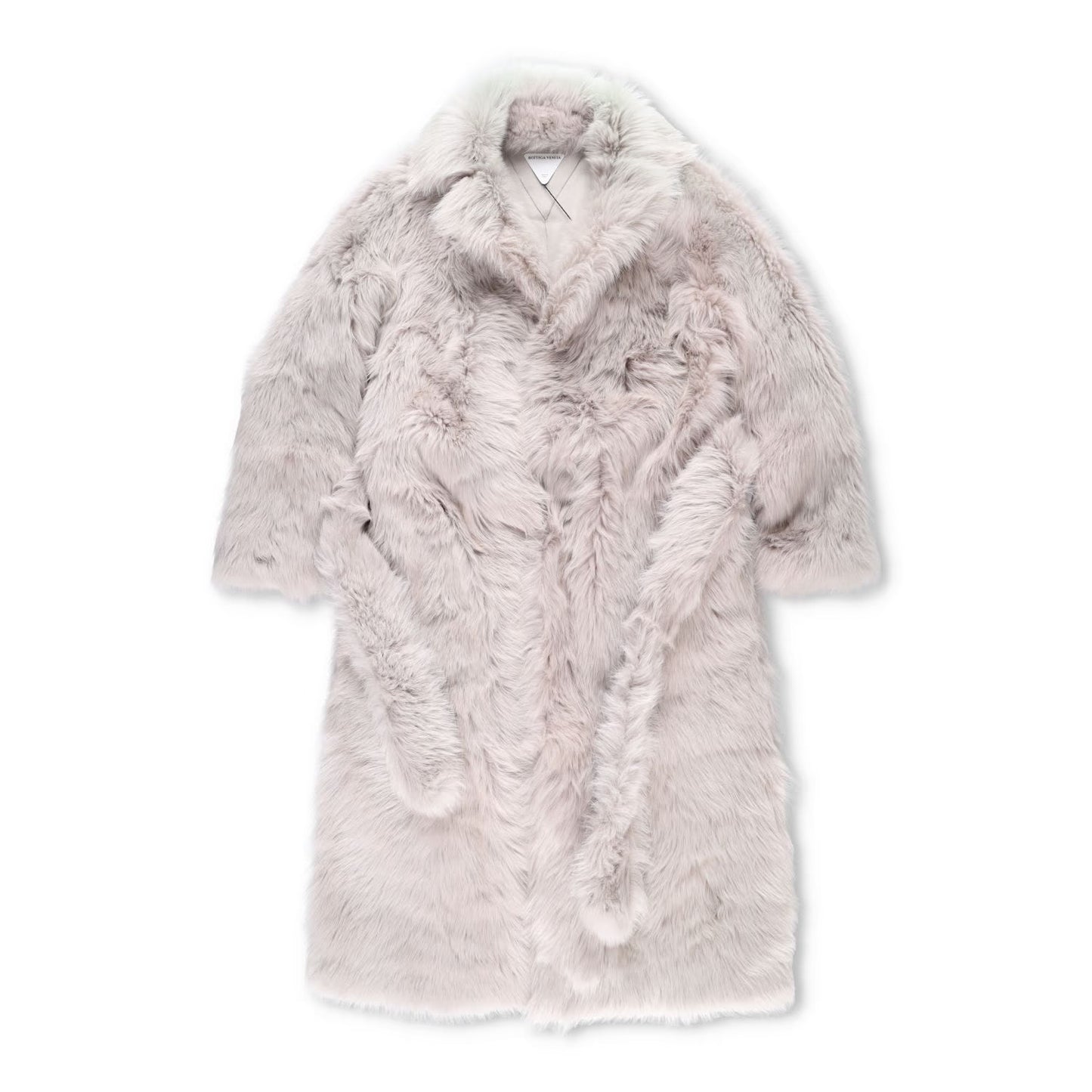 BOTTEGA VENETA Womens Overcoat Fur Oversized Big Belt Detail Grey 40 RRP 9010