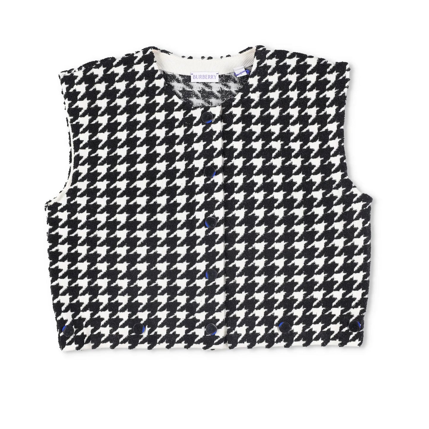 BURBERRY Womens Mini Dress Crew Neck Sleeveless Houndstooth Black L RRP 1690 — View 9