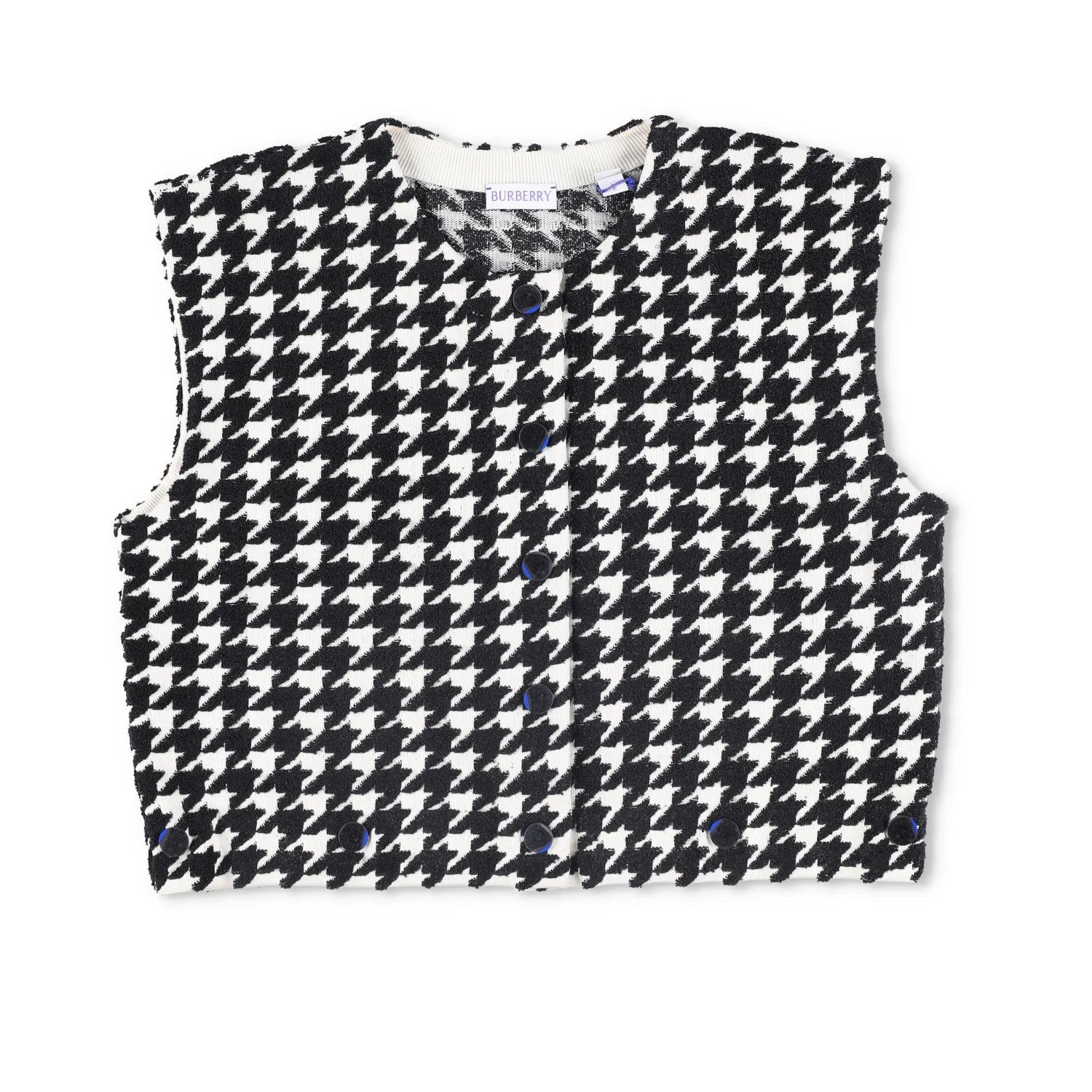 BURBERRY Womens Mini Dress Crew Neck Sleeveless Houndstooth Black L RRP 1690 — View 9