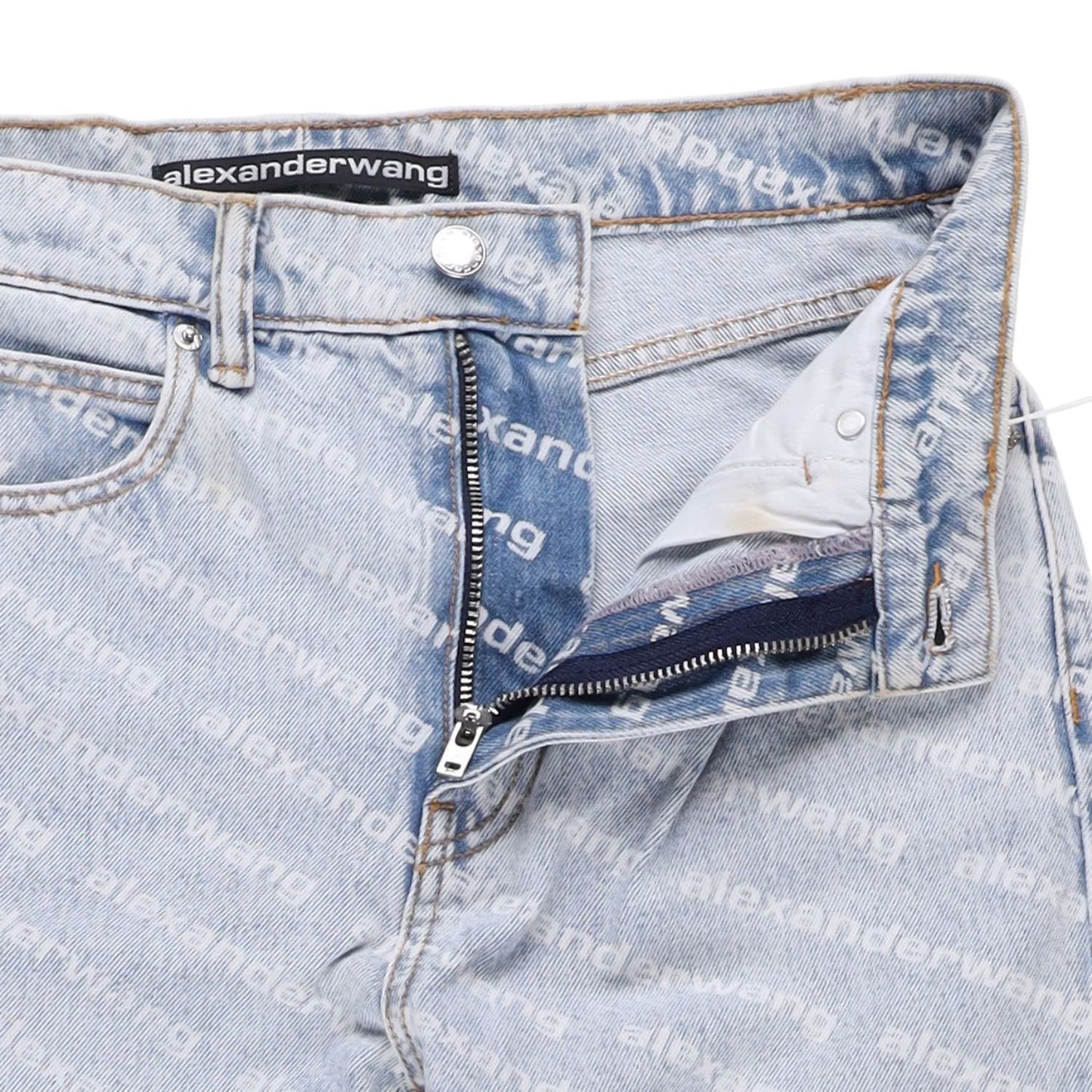ALEXANDER WANG Womens Ez Mid Rise Relaxed Stripe Pebble Bleach Jeans 26 RRP 515 — View 9